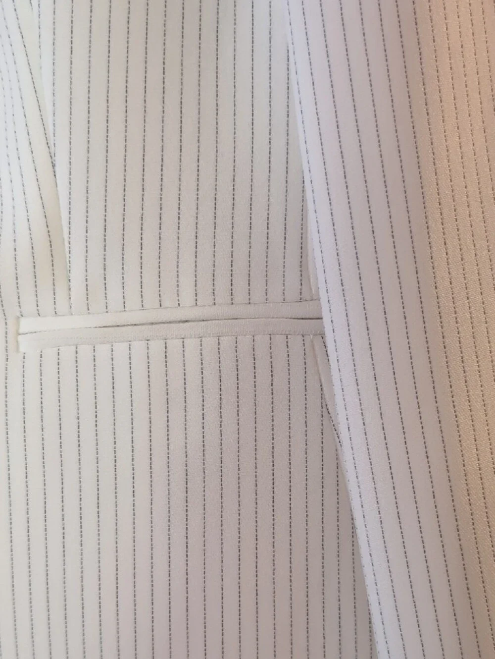 T Tahari White Pinstripe Pleated-Hem Skirt Suit